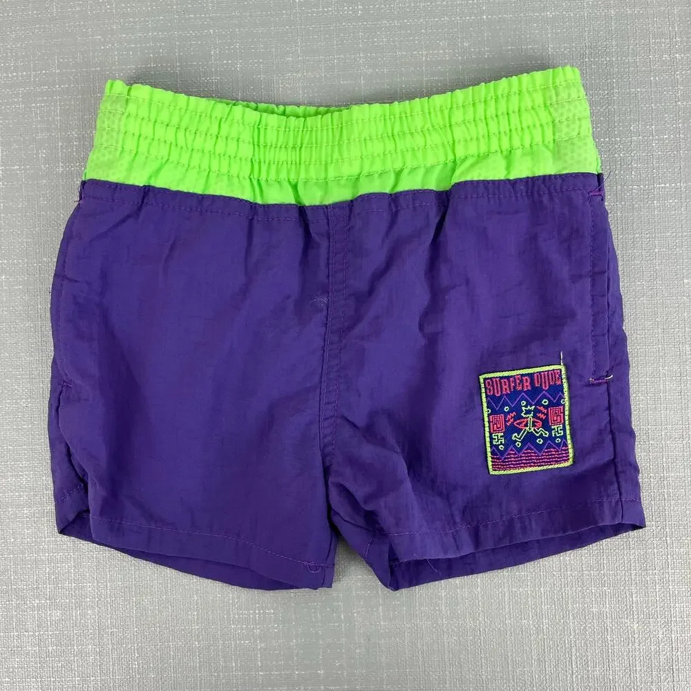 Vintage French Toast Surfer Dude Swim Trunks 12 Months